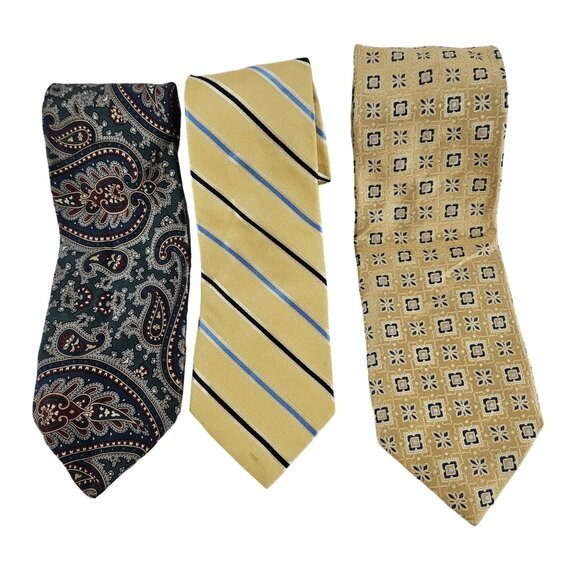 Lot Of 3 Designer Silk Ties - Nautica Robert Talbott & Vaniel Milano - Picture 1 of 11
